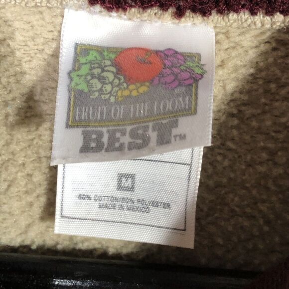 Retro Embroidered Sweatshirt Tan Patriotic Hearts Fruit of the Loom Medium Y2K - Picture 8 of 8